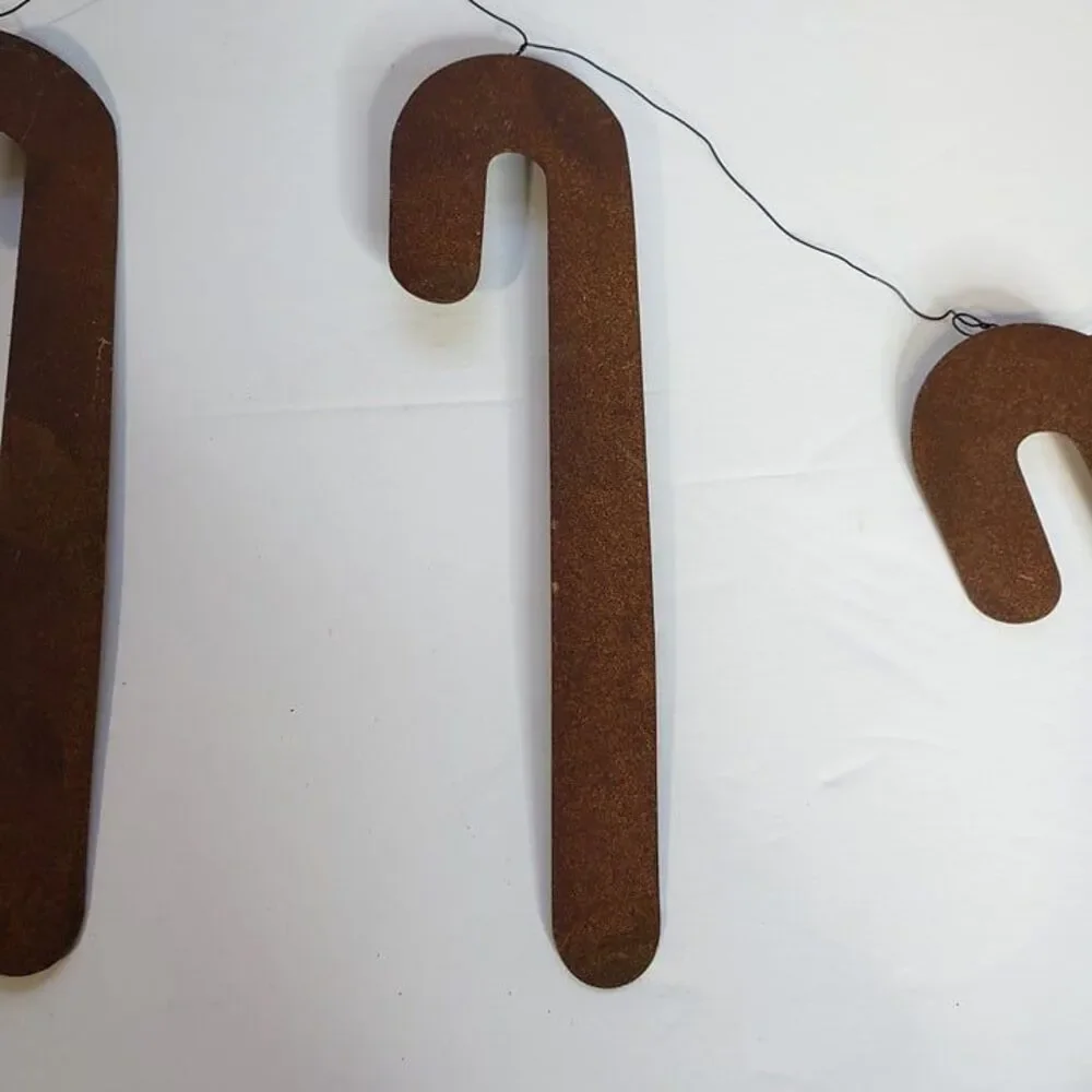 NEW Rusty Crusty Metal Christmas Candy Cane Garland Set of 4 Farmhouse